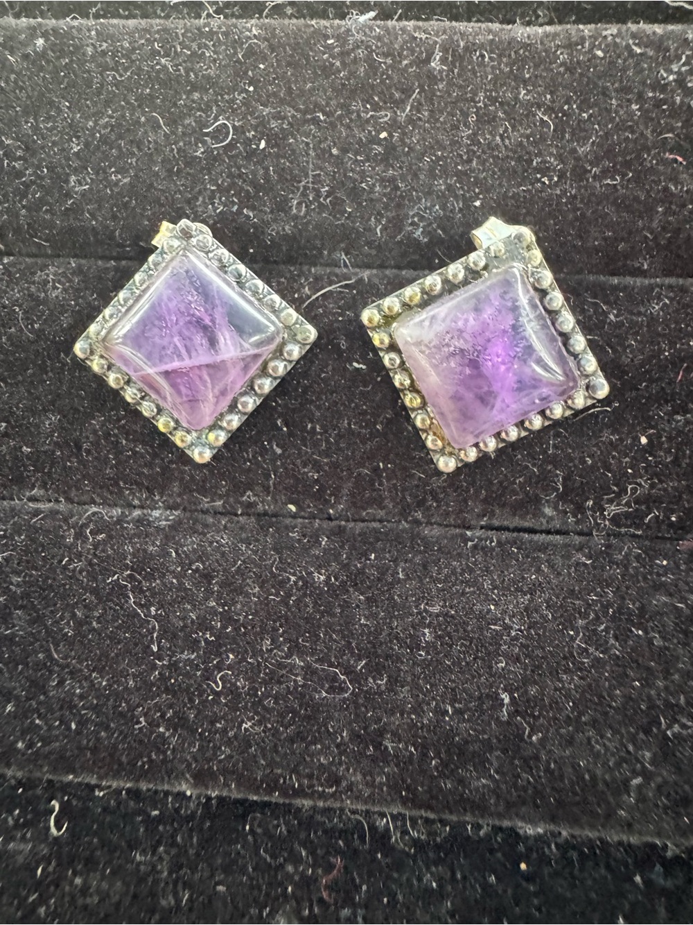 Vintage 925 Sterling Silver Natural Amethyst Earrings
